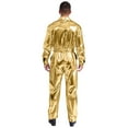 thumbnail image 3 of SiiRoh Metallic Shiny Coveralls for Men Long Sleeves Turn Down Collar Work Jumpsuit with Waistband Gold L, 3 of 4