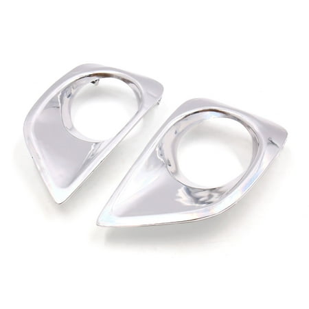 Chrome Fog Light Trim - 2Pcs Universal Silver Tone Chrome Plated Front Fog Light Cover Trims for Car
