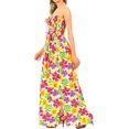 thumbnail image 2 of HAPPY BAY Women's Summer Boho A-Line Slit Maxi Beach Dress Smocked Top Evening Long Strapless Tube Dresses for Women One Size Pink, Floral, 2 of 5