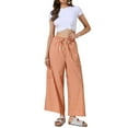 thumbnail image 2 of INSPIRE CHIC Casual Striped Pants for Women's Wide Legs Elastic Waist Drawstring Palazzo Lounge Pants XS Orange, 2 of 6