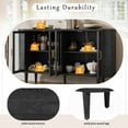 thumbnail image 3 of GZXS 60" Farmhouse Buffet Sideboard with 4 Glass Doors, Adjustable Shelves, Solid Wood Legs, Oval Storage Dining Cabinet w/ Magnetic Closures, Cable Management & Leveling Feet, Black, 3 of 8