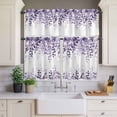 thumbnail image 4 of 3 Piece Kitchen Curtains and Valances Set Purple Cafe Curtains 24 Inch Length Eucalyptus Leaves Valance & Tier Curtain for Living Room Bedroom Small Window 54"x18"+27"x24"*2, 4 of 6