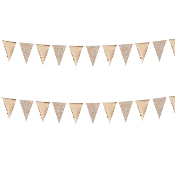 23Ft 2Pcs Champagne Gold Metallic Glitter Paper Triangle Banner Flag Garland Pennant Bunting for Birthday Wedding Bridal Shower Bachelorette Engagement Anniversary Hen Party Decorations Supplies