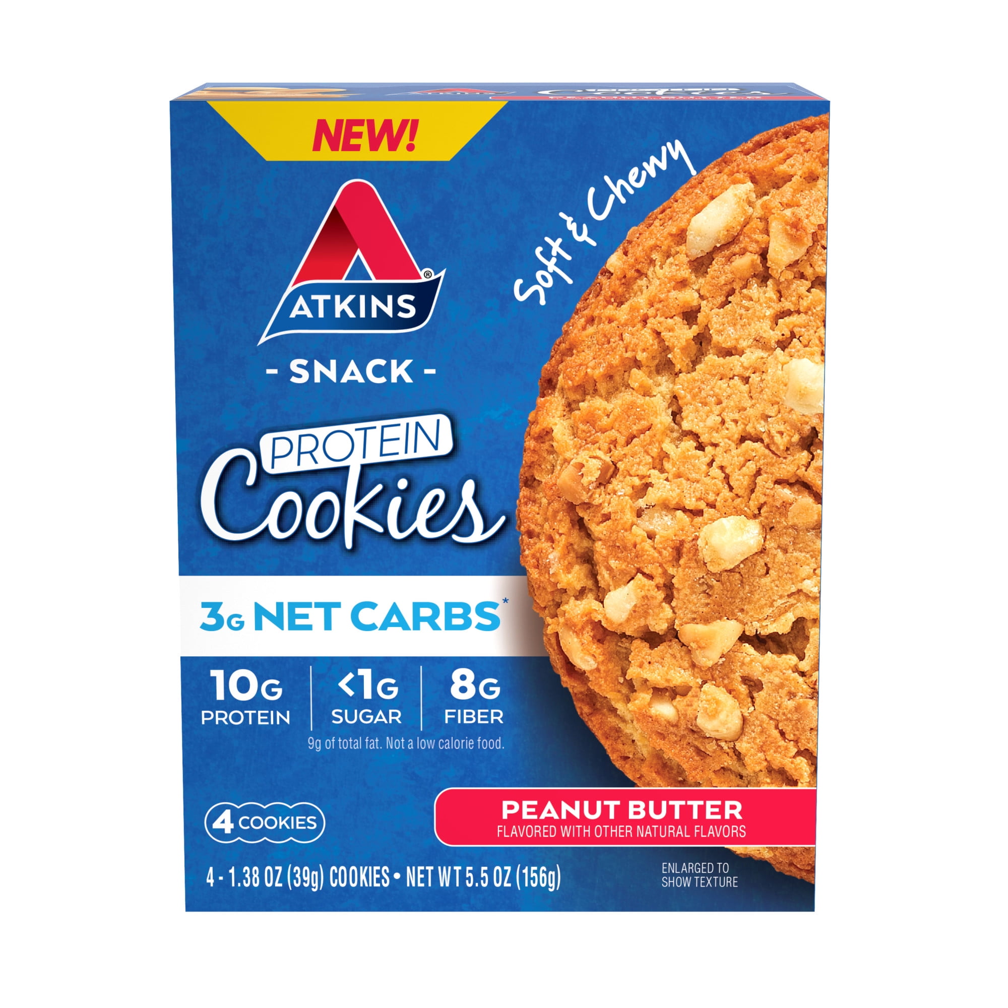 Atkins Soft and Chewy Peanut Butter Protein Cookie, Keto Friendly, High Protein, Low Carb, 4 Count
