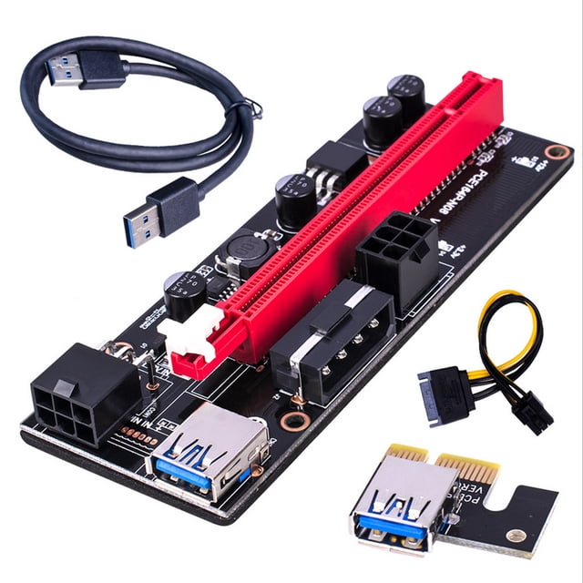 Graflsoa PCIe 16X Riser Card with USB 3.0 Cable, 4PIN & 6PIN GPU Adapter, Multi-Color Options for PC Expansion, Compact Design for All Chassis