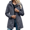 thumbnail image 7 of Women's Waterproof Long Rain Jacket Hooded Full Zip Drawstring Cinched Waist Lightweight Raincoat with Pockets for Hiking Travel Outdoor, Gray, S, 7 of 7