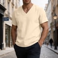 thumbnail image 2 of Kojanyu Men's Big and Tall V Neck T Shirts Short Sleeve Cotton Linen Casual Tees Lightweight Relaxed Summer Tops, 2 of 9