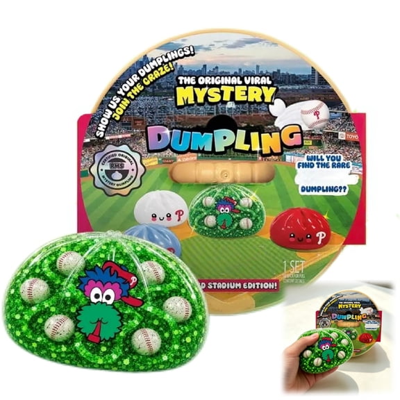 Mystery Dumpling Squishy Toy, Baseball Team Limited Edition 3.35 Inch Steamer Set, Stress Relief Fidget Squeeze Toy for Collectible Gift
