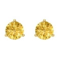 thumbnail image 3 of 14K Solid Gold Screw Back Stud Earrings for Women | 2 cttw Round Cut Simulated Yellow Diamond | Yellow Gold, 3 of 5