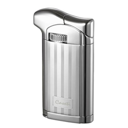 Caseti CAL250B-3 Felix Soft Flame Pipe Lighter with Tamper - Chrome Lines
