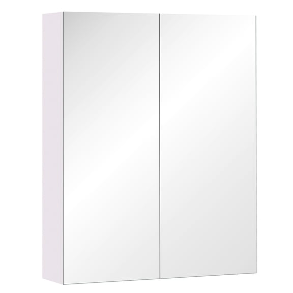 Cabinet de médecine mural HOMCOM avec miroir et étagère réglable, blanc