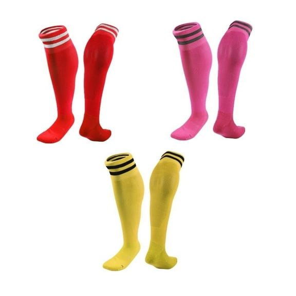 Lian LifeStyle 3 Pairs Knee High Sports Socks for Soccer, Softball, Baseball, Soccer, and Many Other Sports XL002 Size M Red,Rose,Yellow