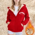 thumbnail image 2 of SGMVNU Winter Warm Outwear Jackets For Boys Girls Girls Winter Hooded Jacket With Zip Up Print Pullover For Outdoor Activity And Casual Wear(Size 6-7 Years, Red), 2 of 4