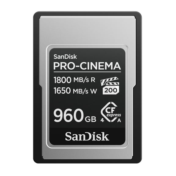 SanDisk 960GB PRO-CINEMA CFexpress Type A Memory Card with 1800 MB/s Read Speed PCIe Gen 4.0 IP57 Water and Dust Resistance
