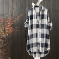 thumbnail image 2 of Wutalume Women's Plus Size Loose Fit Plaid Long Sleeve Shirt Jacket Casual Lightweight Sun Protection Coat for Spring Summer Outdoor,Blue L, 2 of 3