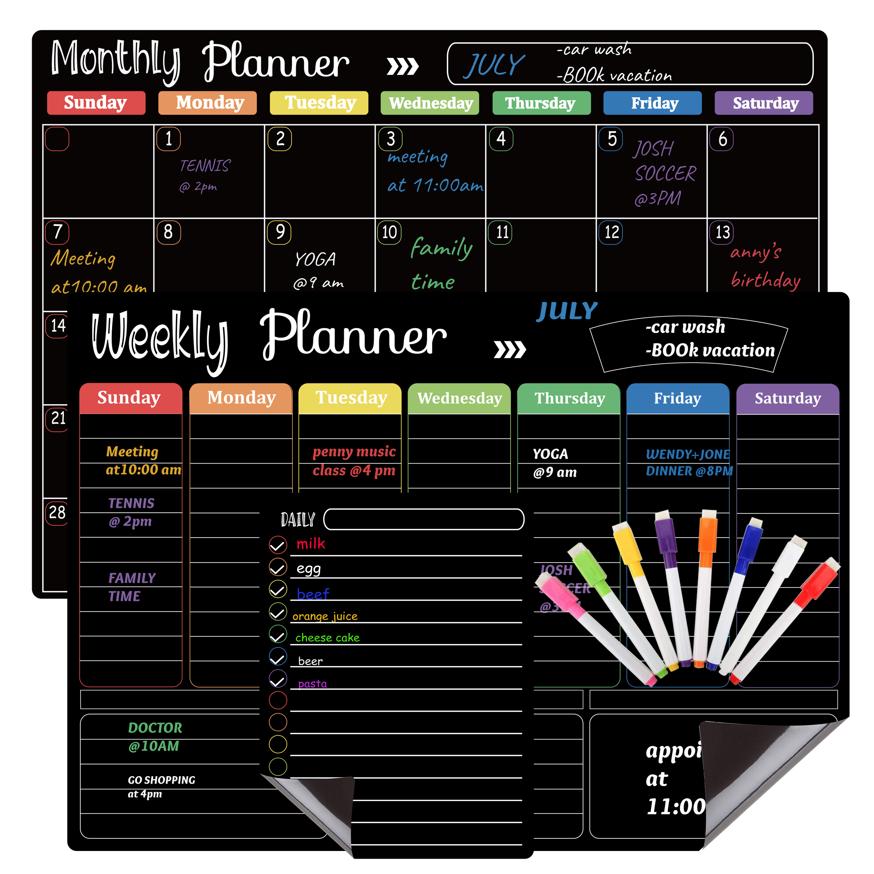 Hivillexun 3-Piece Magnetic Calendar Set with Markers photo 5