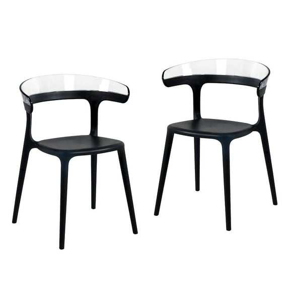 Omax Decor Mia Resin Patio Dining Chair in Black and Clear - (Set of 2)