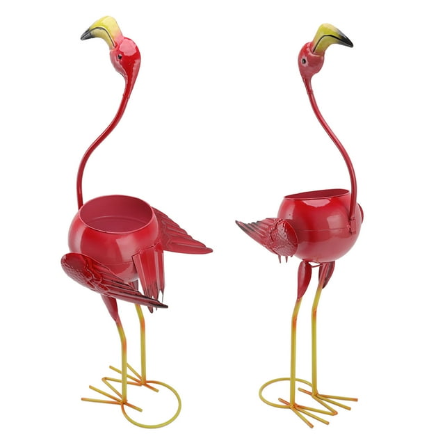 Flamingo Forme Pot de Fleur, Sculpture Créative Forme Animale Plante de Fer Pot Exécution Exquise Délicate pour Porche