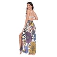 thumbnail image 3 of FORMRS Womens Long Sarong Beach Wrap Semi-Sheer Bikini Skirt Bathing Swimsuit Cover Up, Blue Flowers, 3 of 7