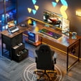 thumbnail image 7 of Casacomoda L Shaped Computer Desk with Charging Station, 61 inch PC Table Study Desk 4 Tier Drawers, Modern Simple Style Laptop Desk for Bedroom, Vintage, 7 of 7