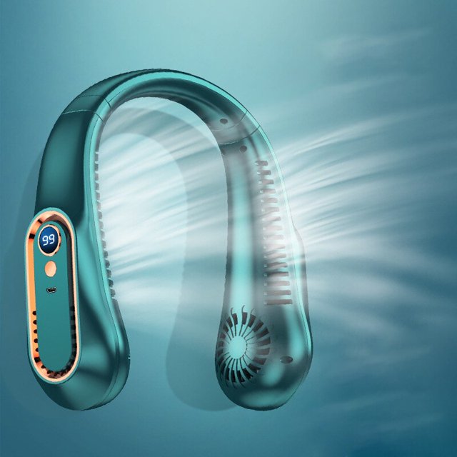 Ventilador de cuello colgante portátil USB, Enfriador de aire, aire acondicionado eléctrico pequeño con flujo de aire de refrigeración de 720 ° para viajes al aire libre Fivean unisex
