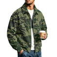 thumbnail image 2 of CCRFTGI Corduroy Jackets for Men Bomber Full Zip Casual Vintage Collared Long Sleeve Camo Outdoor Fall Winter Coats for Men Dark Green M, 2 of 7
