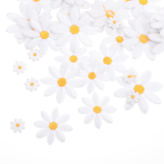 OFFIGAM 40PCS Iron On Flower Patches Multi Daisy Shape for Beginners DIY Projects Clothing Embellishment