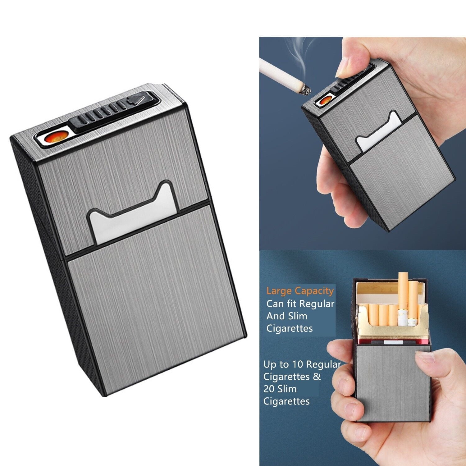 Cigarette Case With Lighter Flameless Tobacco Box Holder Waterproof