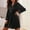 Black B, variant on Silk Robes for Women Ruffles Sleeve Cozy Sleepwear Robes Kimono Satin Nightgown Navy