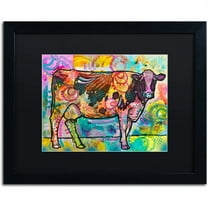 Trademark Fine Art "Cow" Canvas Art by Dean Russo, Black Matte, Black Frame
