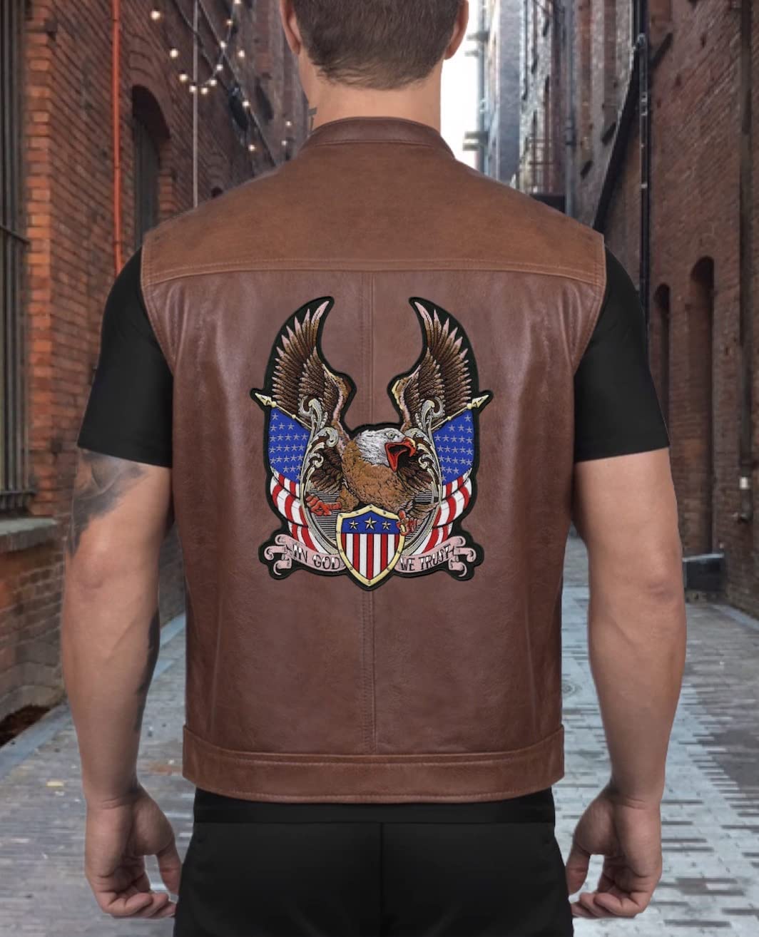 Federal Eagle Shield Patch 12.5" | US Flag Military Vet Patriotic "in God We Trust" | Embroidered Iron On Large - by Nixon Thread Co.