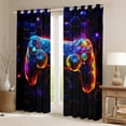 thumbnail image 2 of Homewish Futuristic Gamepad Boys Blackout Curtains Set of 2 (52x84 Each), Modern Honeycomb Window Curtains, Video Game Controller Curtains and Drapes, Curtains and Drapes Bedroom Decor, 2 of 6