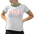 thumbnail image 2 of Pink Arched Mama Ringer Tee Shirt Unisex Large White/Kelly Green, 2 of 5