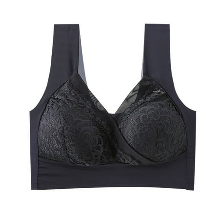 

Women s Bra Without Steel Ring Black Lace Sexy Suitable For Wearing Loose Clothes Black 6XL