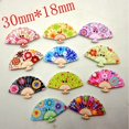 thumbnail image 3 of Pack Of 100 Mixed Color Printed Fan Shape Wooden Buttons With Hole DIY Craft Sewing Accessory, 3 of 7