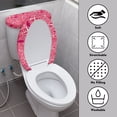 thumbnail image 3 of HELLHERO Polyester Fabric Toilet Lid Covers Set & Washable and Reusable Bathroom Toilet Cozy Set & Stretch for Toilet Elastic Edge, Love Gift Pattern, 3 of 8