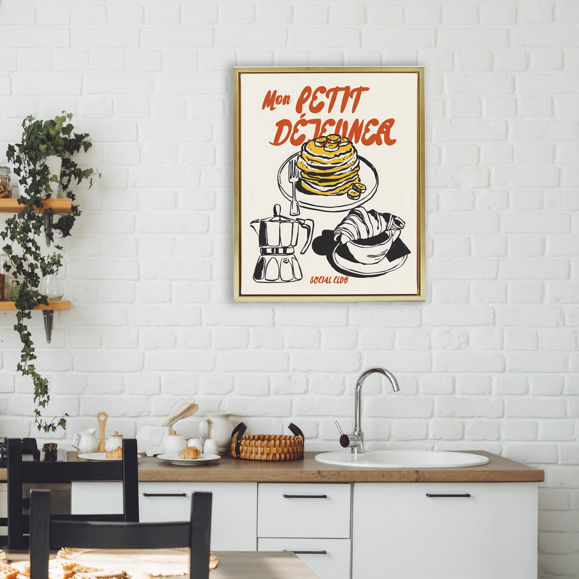 Stupell Industries My Breakfast Pancakes Spread Gold Framed Floater Canvas Wall Art, design by The Prints Vibe