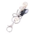 thumbnail image 3 of Crystal Bow Keychains Ribbon Key Chain Pearl Car Key Rings Female Bags Pendant Accessories Key Chains (Black), 3 of 8