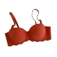 thumbnail image 2 of Gymayou Women Wireless Push Up Bra Comfort Lift Support Bralette Wavy Edge Adjustable Strap Seamless Bras Orange A, 2 of 4