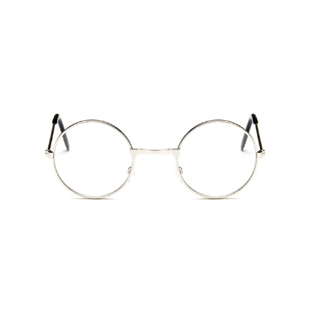 TRIXES Black Unisex Round Metal Clear Glasses Retro Style Accessory Specs  