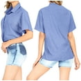 thumbnail image 3 of HAPPY BAY Women's Casual Hawaiian Blouse Shirt Cute Blouses Short Sleeve Button Up Dress Tops Tee Shirts Tank Top Women L Sapphire_AD596, 3 of 6