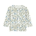 thumbnail image 4 of MKOSPLRT Chemises Florales pour Filles 3-12 Ans Col Rond Hauts Boho Manches 3/4 T-Shirts de Détente Coupe Ample Blouses Drôles pour Sortir, 4 of 6
