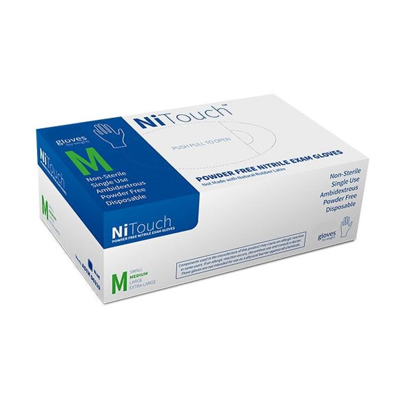 NiTouch Powder-Free Nitrile Exam Gloves, Medium - Box of 200