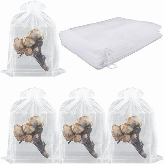 30Pcs Sheer Organza Bags White Drawstring Gift Bag Bulk 12x16 Inch Large Jewelry Pouches Festival Gifts Decoration Party Favor Mesh Pouch for Jewelry Cosmetic Storage Packaging Travel Crafts