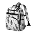 thumbnail image 2 of Black Cat and Butterfly White Pattern Backpack for School, Cute School Bag with Adjustable Shoulder Straps and Padded Back, 15.25"x11.5"x5.25", 2 of 5