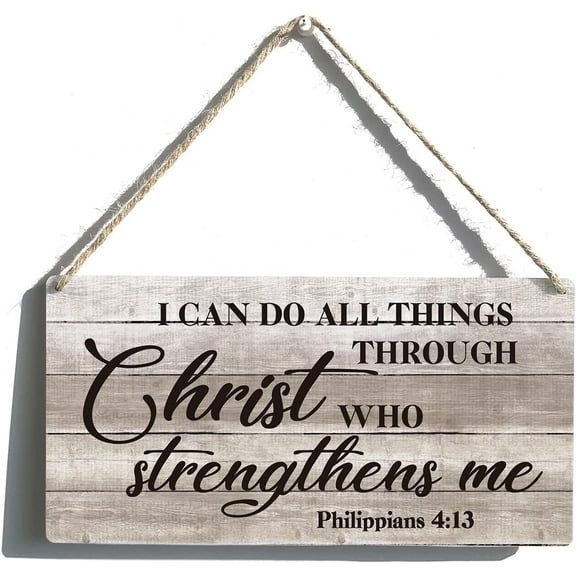 New Wood Sign 8x12 Inch Door Sign I Can Do All Things Through Christ Who Strengthens Me Hanging Wooden Wall Sign Home Garden Yard Signs Plaque