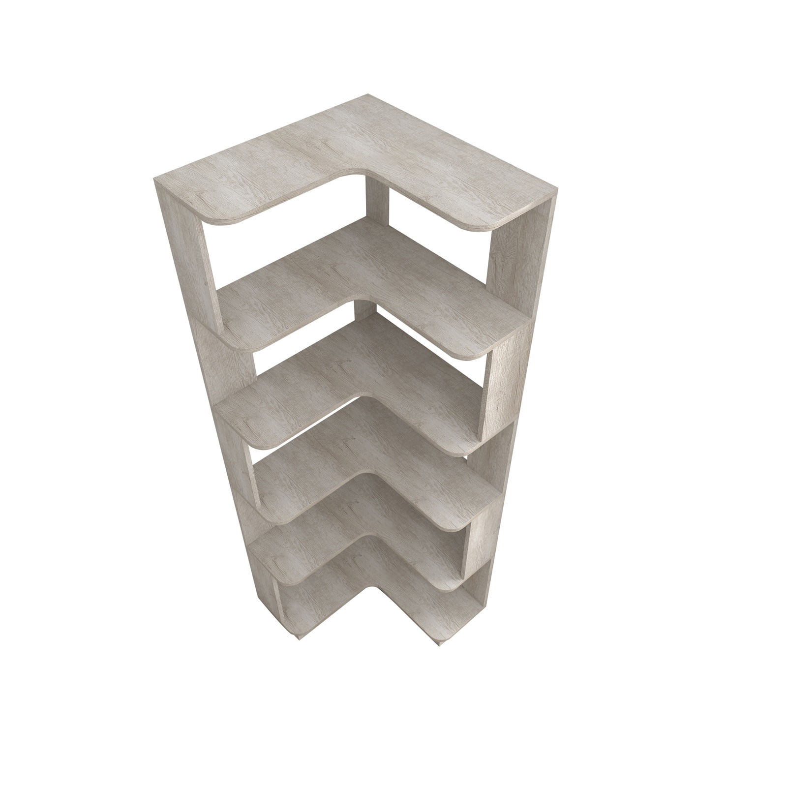 Hommoo 6-Tier Freestanding L-Shaped Corner Bookshelf Display Shelf, Wooden Bookcase Multifunctional Open Storage Rack Organizer, Light Gray