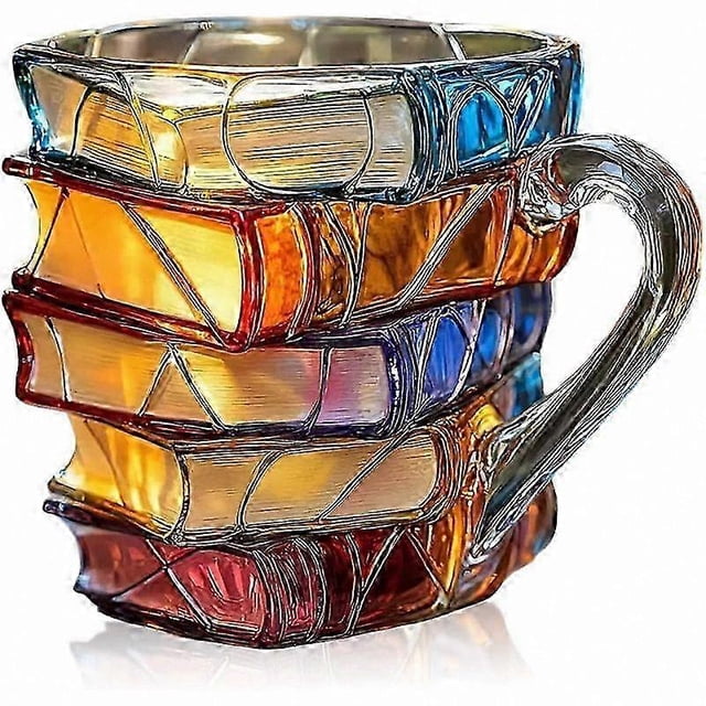 Artisan Handcrafted Glass Mug Inspired by Books Perfect for Coffee Enthusiasts and Book Lovers