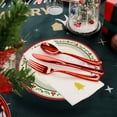 thumbnail image 6 of 60-Piece Christmas Disposable Dinnerware Set, 9" Dinner Plates 7" Dessert Plates Cups Napkins, White Christmas Tree Party Tableware Kits for Holiday Gatherings, Serve 10, 6 of 6