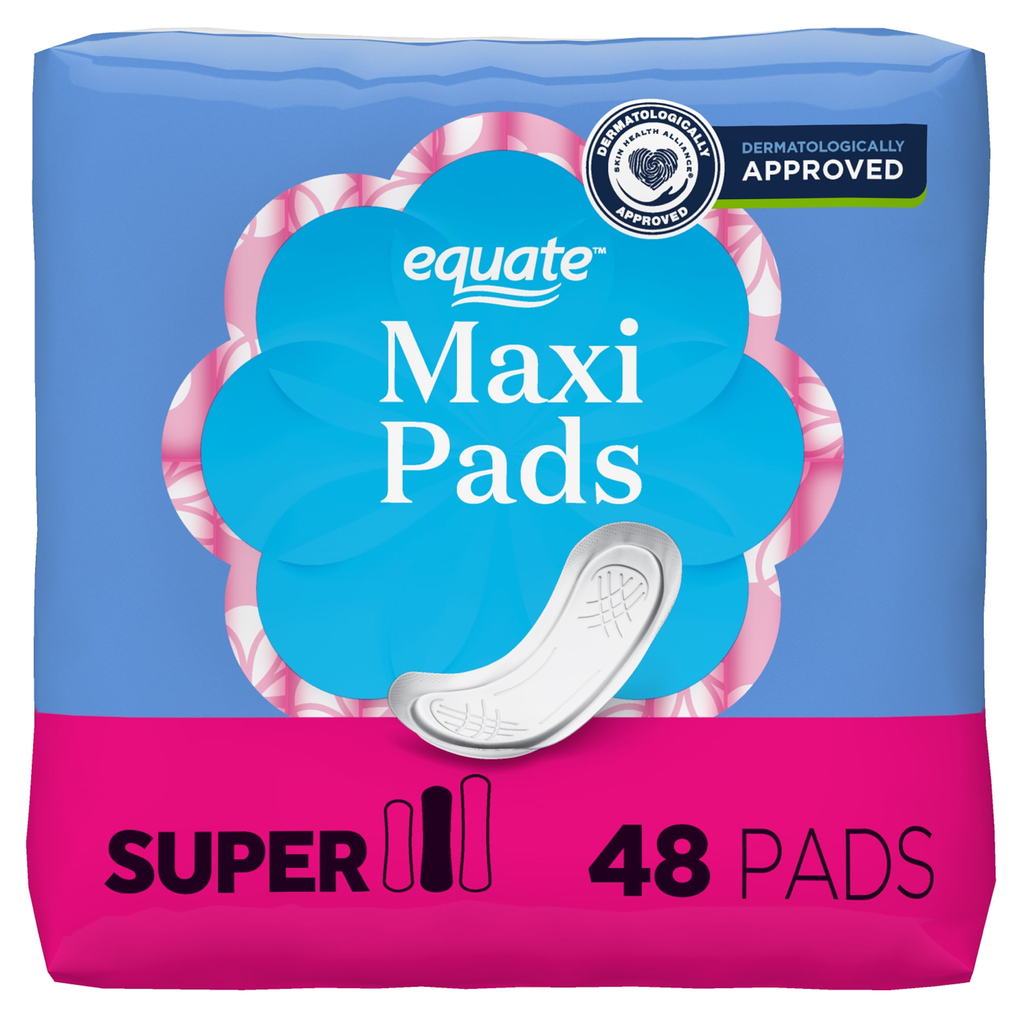 (2 pack) Equate Maxi Pads, Super Absorbency, Size 2, 48 Count